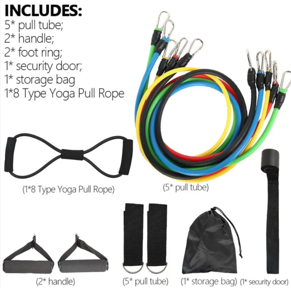 11-Piece Resistance Band Set - Haven & Hearth